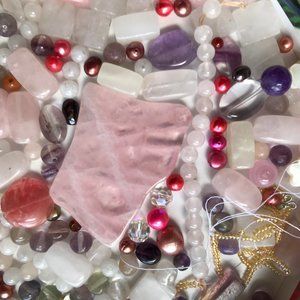 Bead Mix - real stones Rose quartz FW pearls Purple amethyst+ more